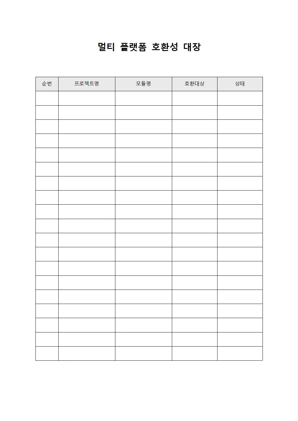 멀티 플랫폼 호환성 대장