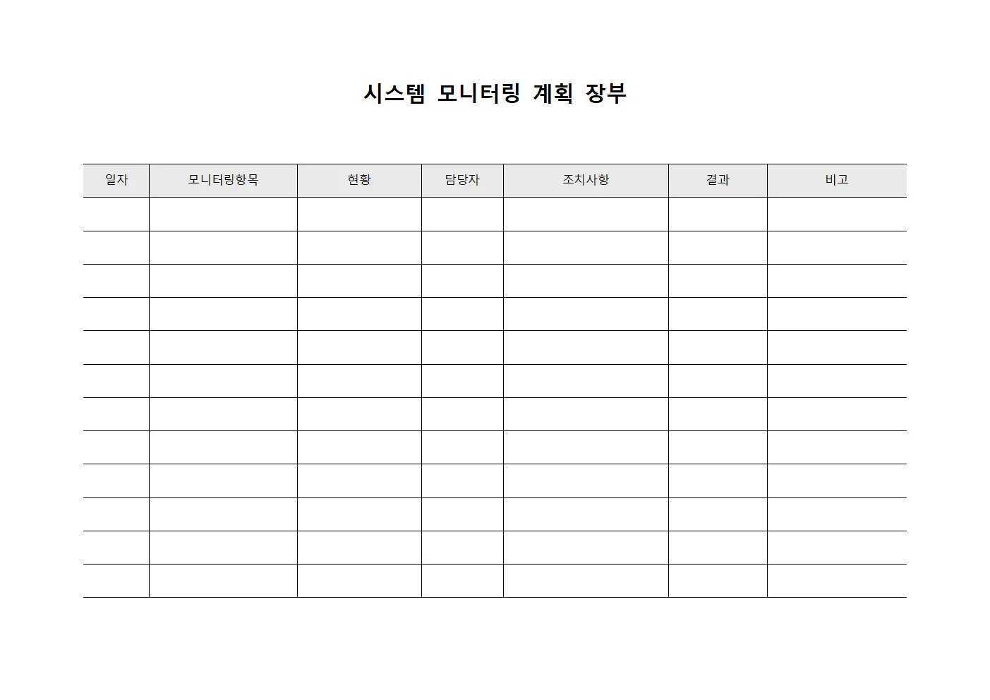 시스템 모니터링 계획 장부