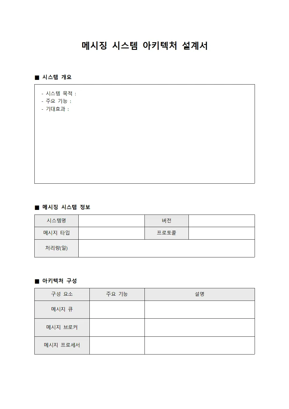 메시징 시스템 아키텍처 설계서 문서.양식