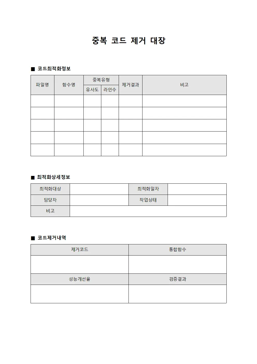 중복 코드 제거 대장