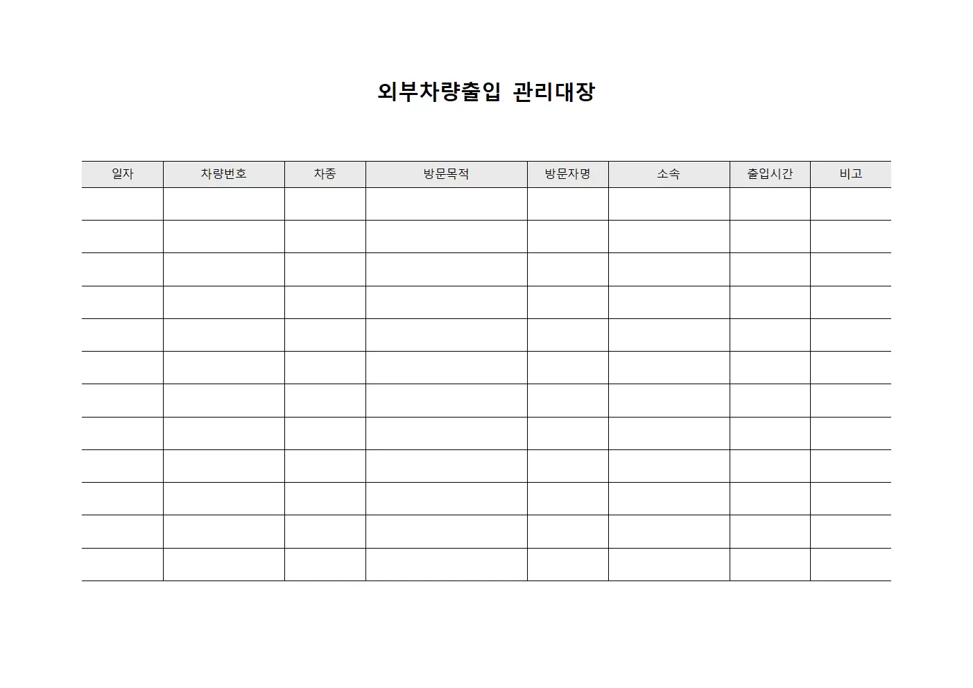 외부차량출입관리대장 - 보안차량출입현황