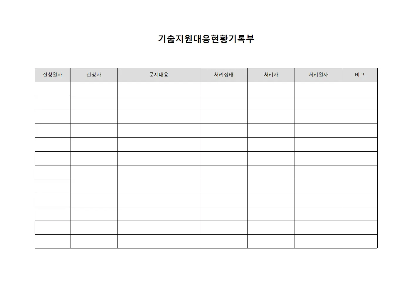 기술지원대응현황기록부