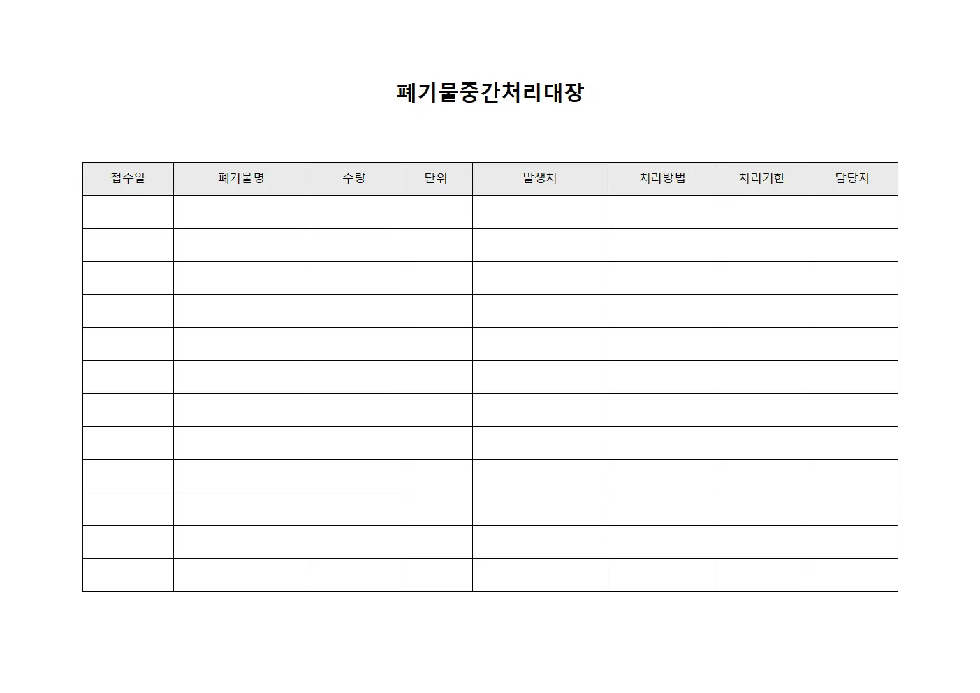 폐기물중간처리대장 점검결과보고서