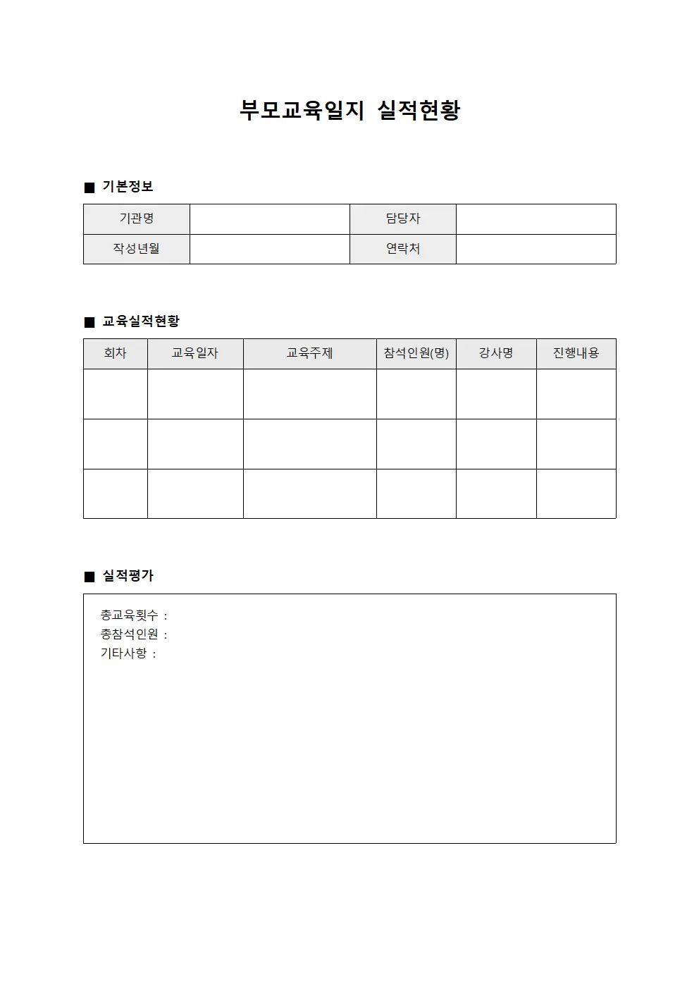 부모교육일지 실적현황
