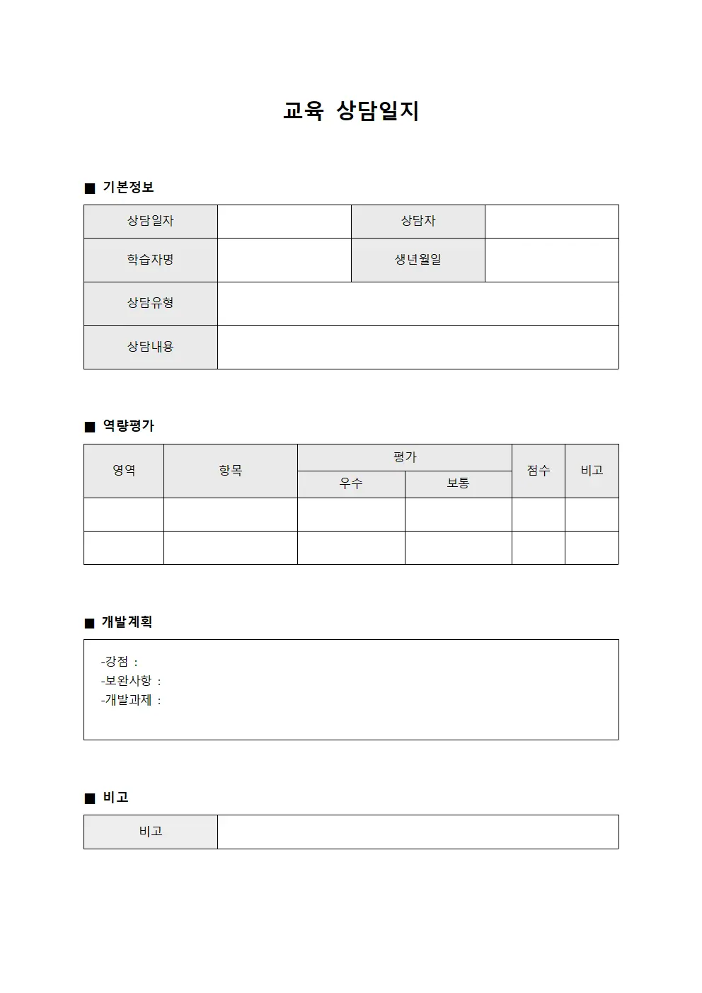 교육상담일지 - 학습자역량개발