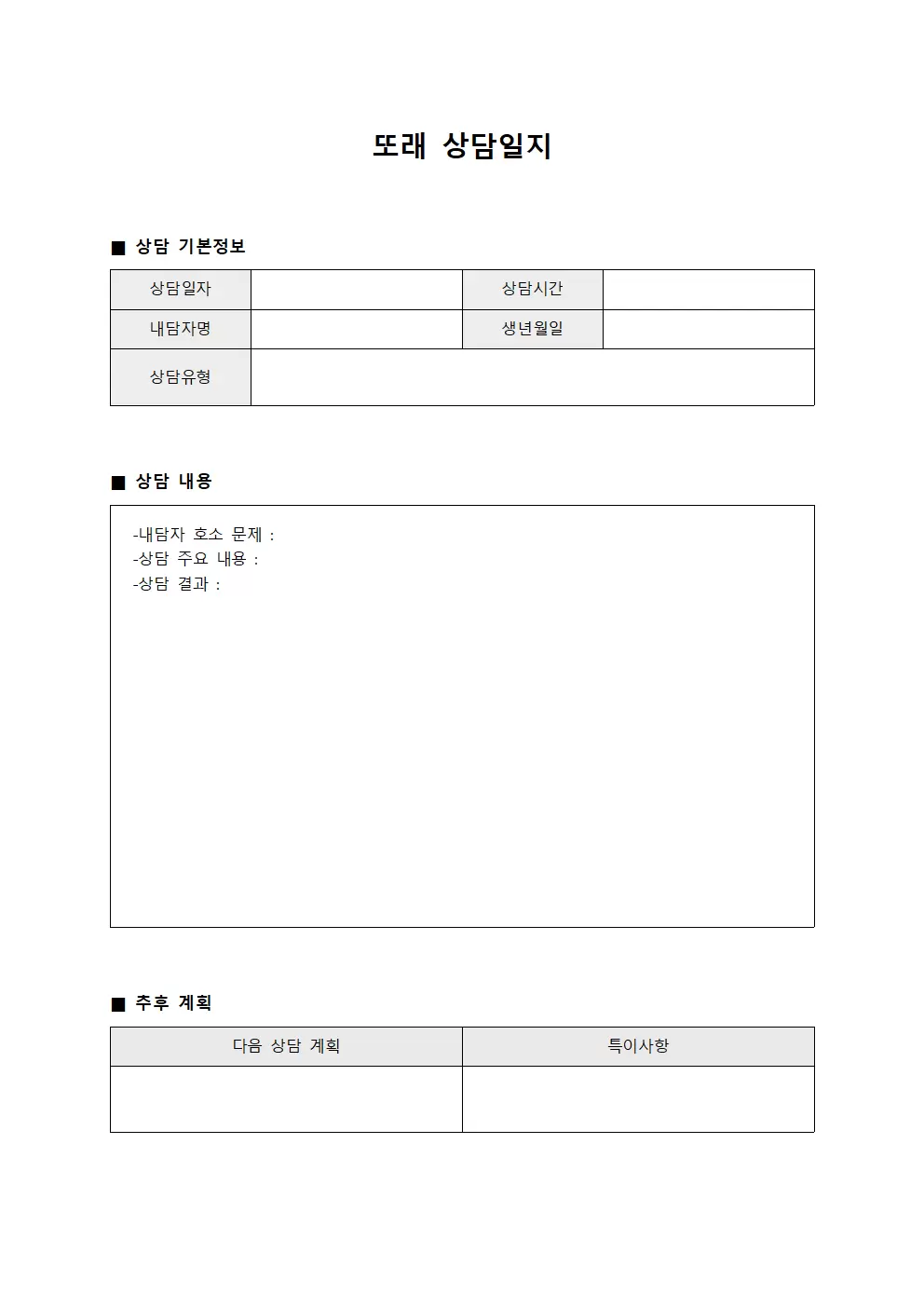 또래상담일지 - 상담현황