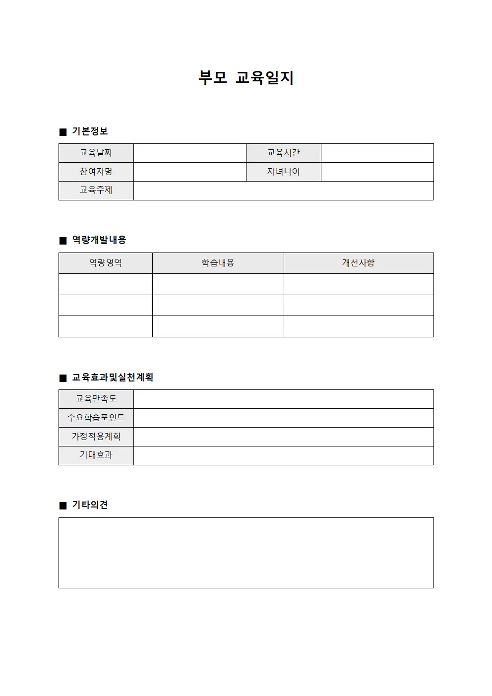 부모교육일지 - 역량개발