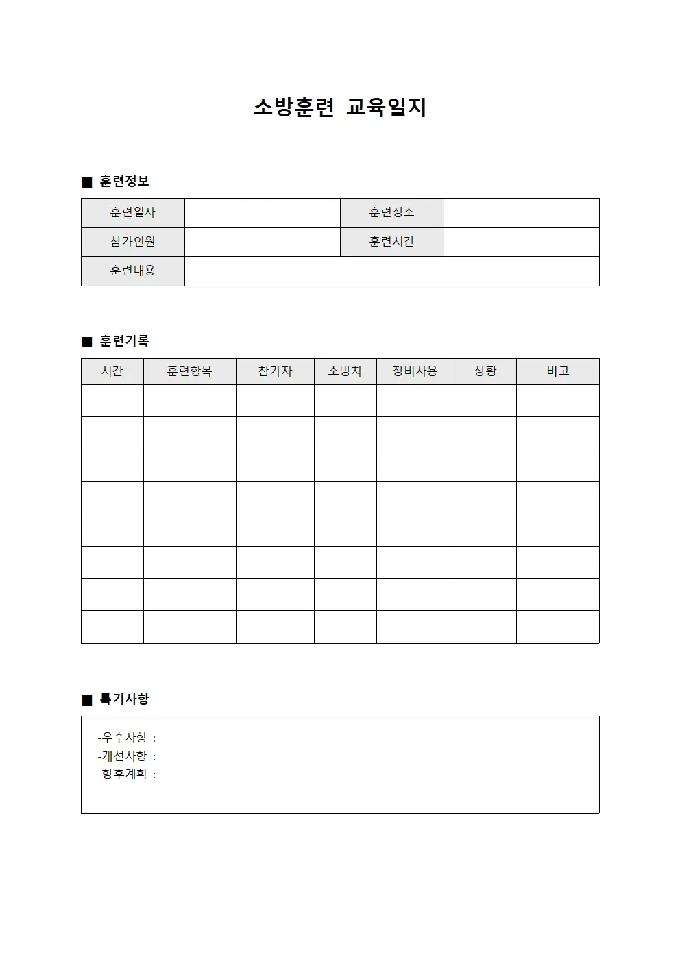 소방훈련교육일지 - 전문지식습득도