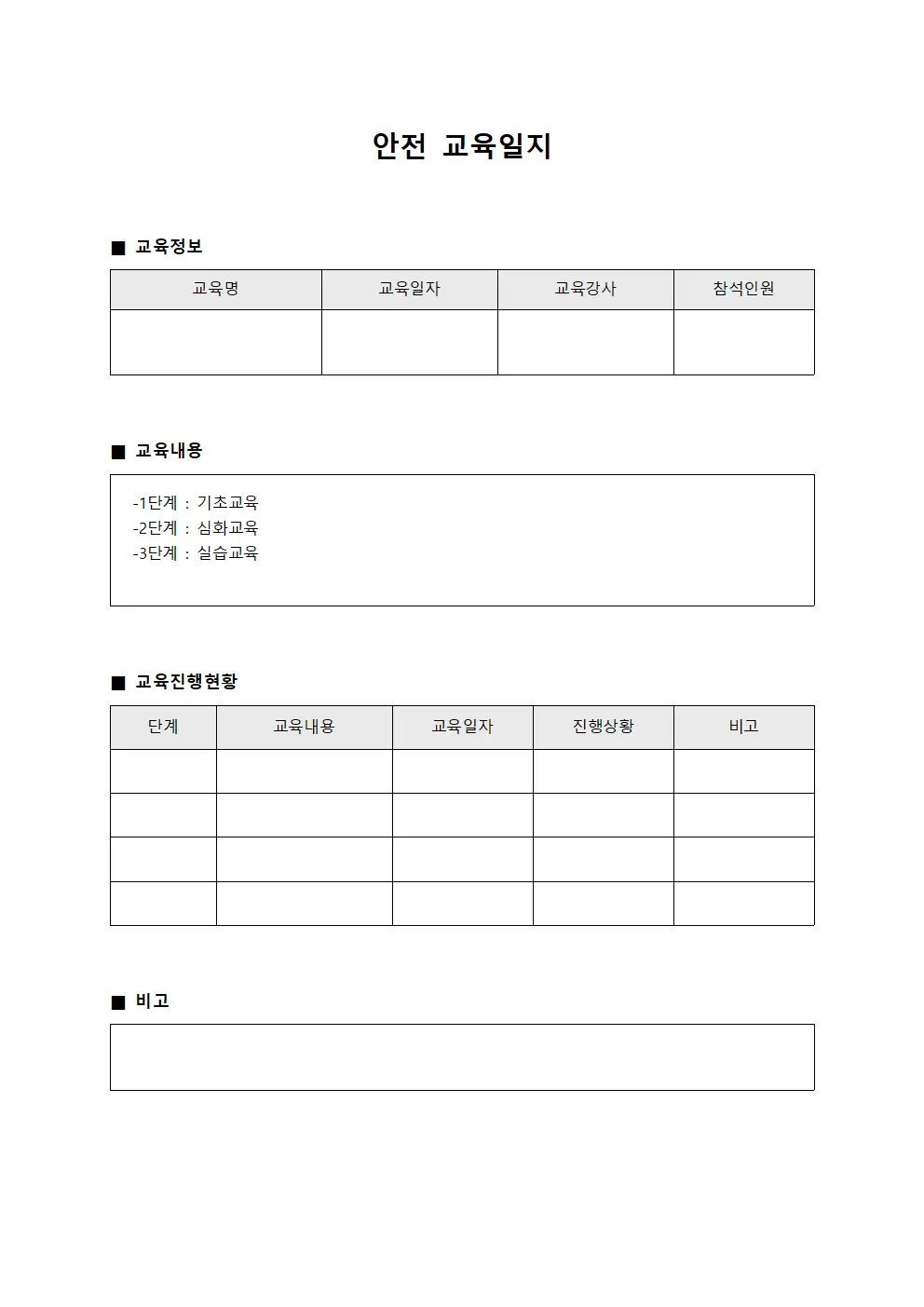 단계별 교육일지 진행상황