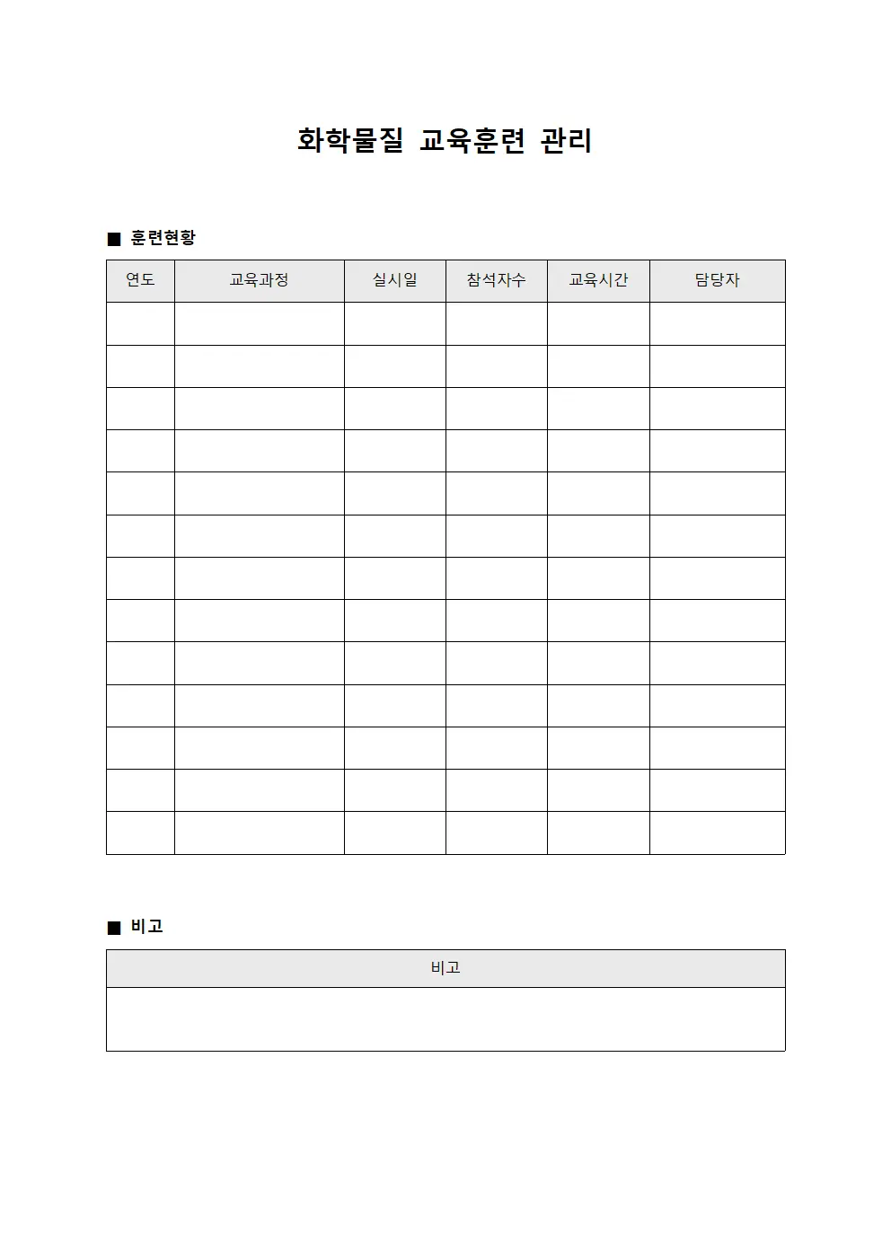 화학물질 교육훈련 관리 서식.양식