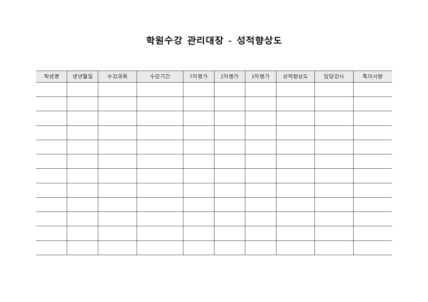 학원수강관리대장 - 성적향상도