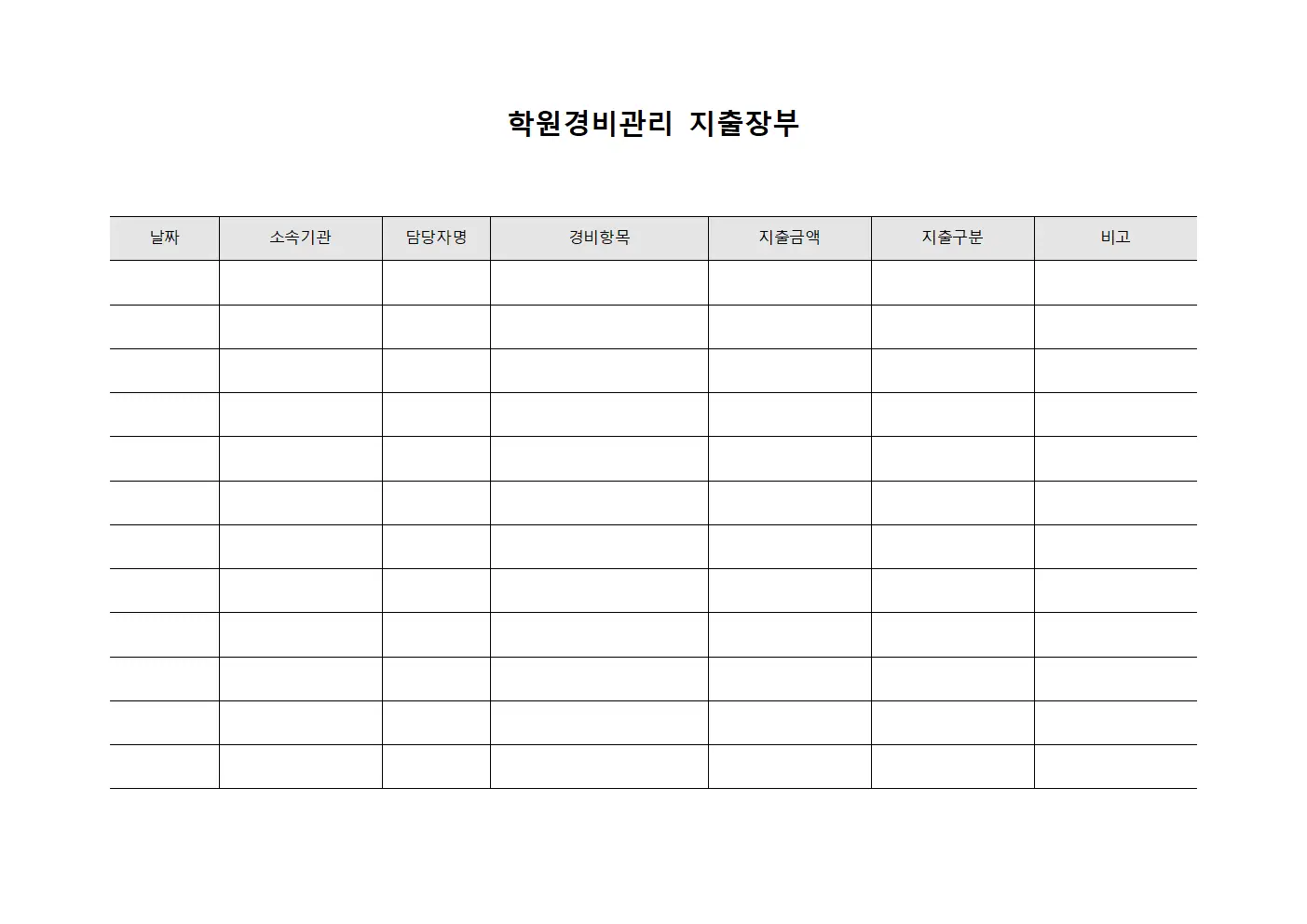 학원경비관리 지출장부