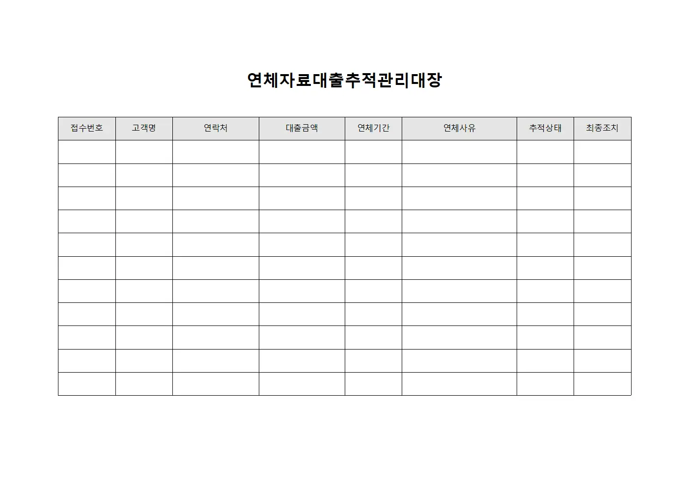 연체 자료 대출 관리 대장