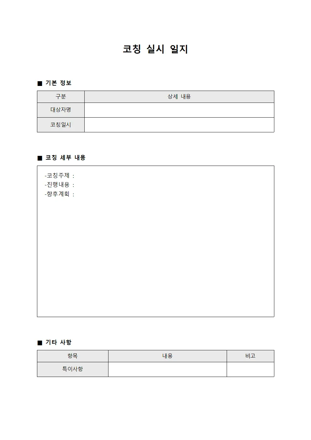 코칭 실시 일지