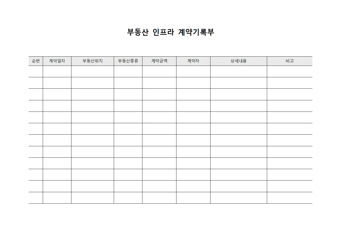 부동산 인프라 계약기록부