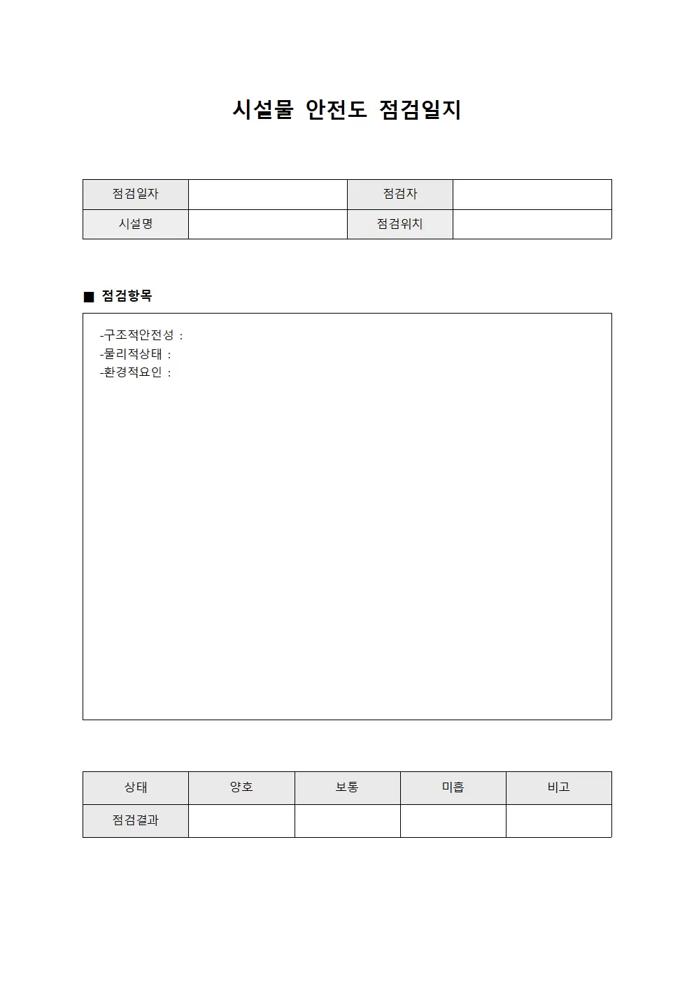 시설물 안전도 점검일지
