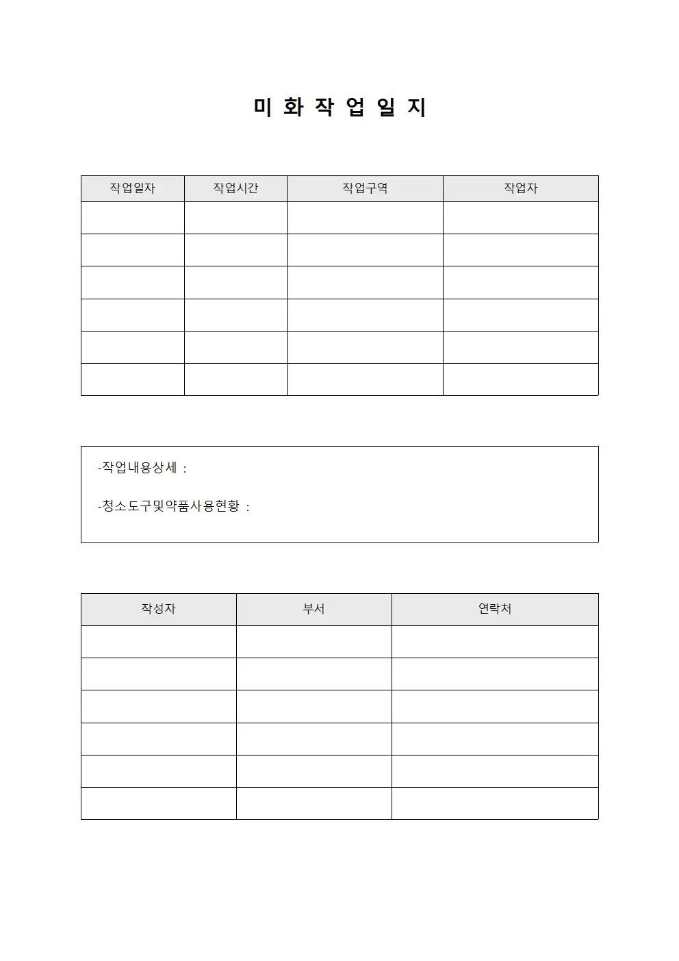 미화작업일지 (화장실 위생)