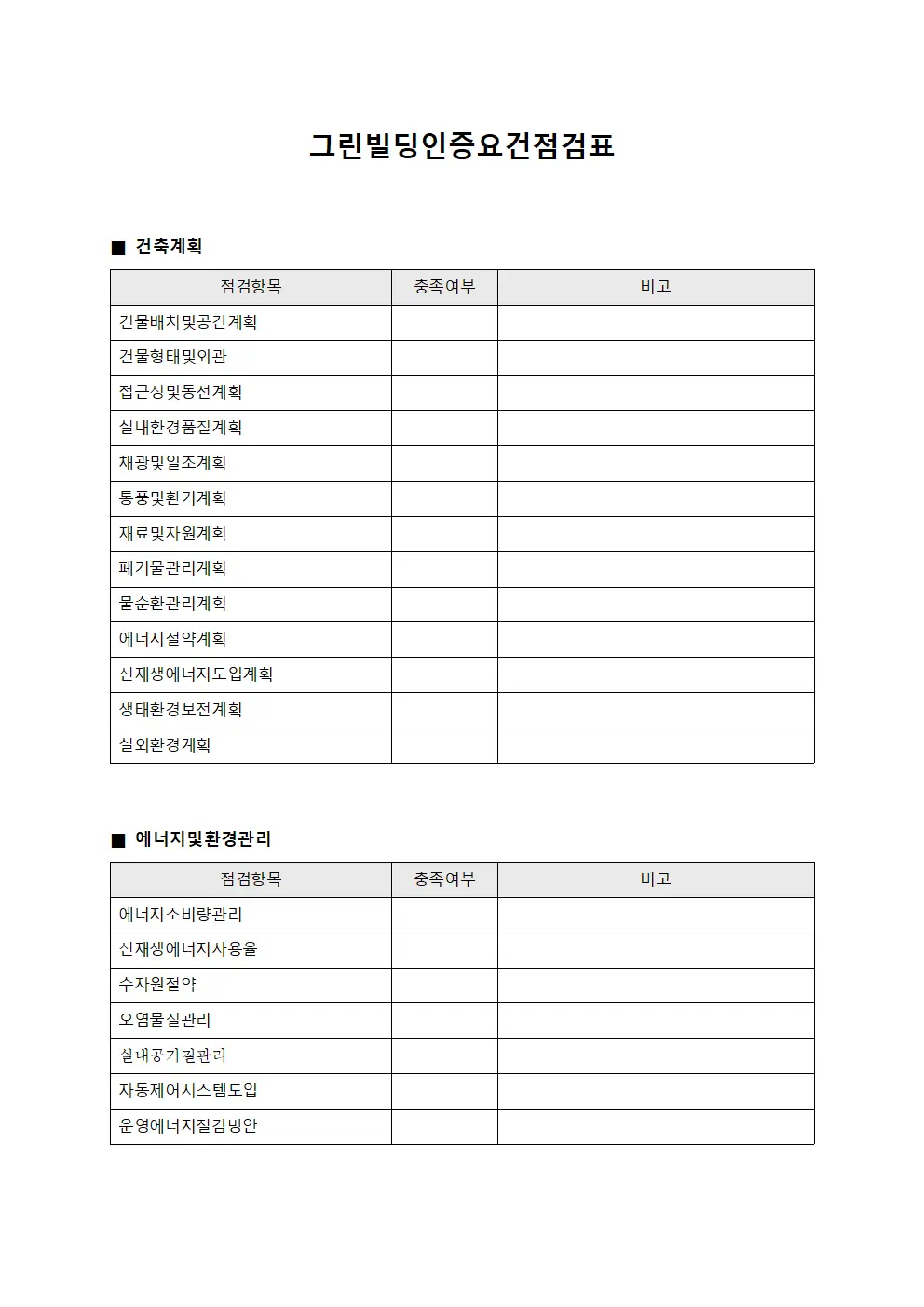 그린빌딩인증요건점검표
