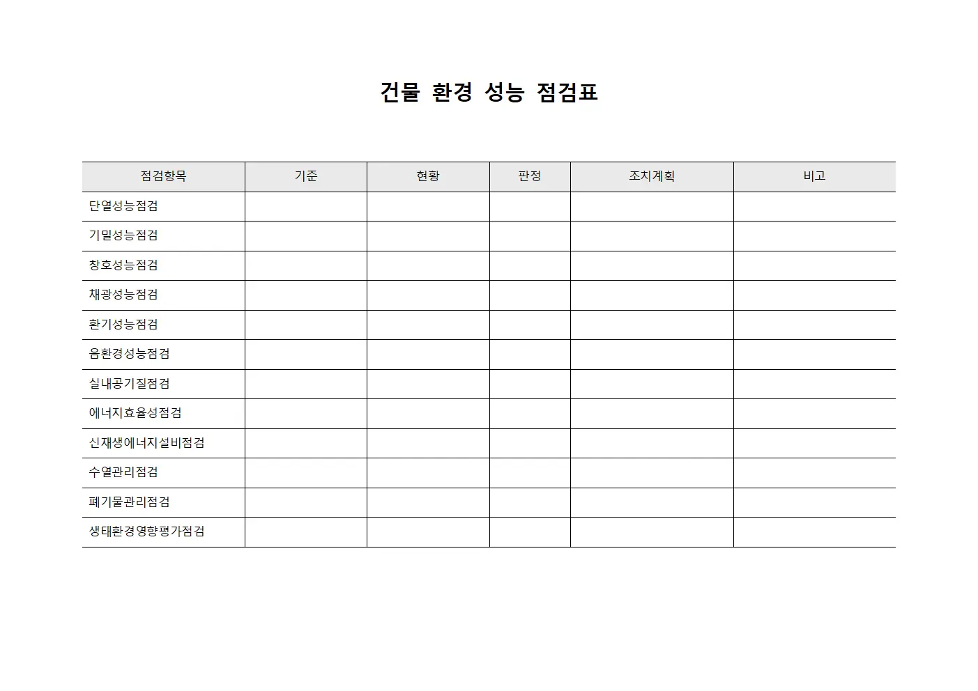 건물 환경 성능 점검표