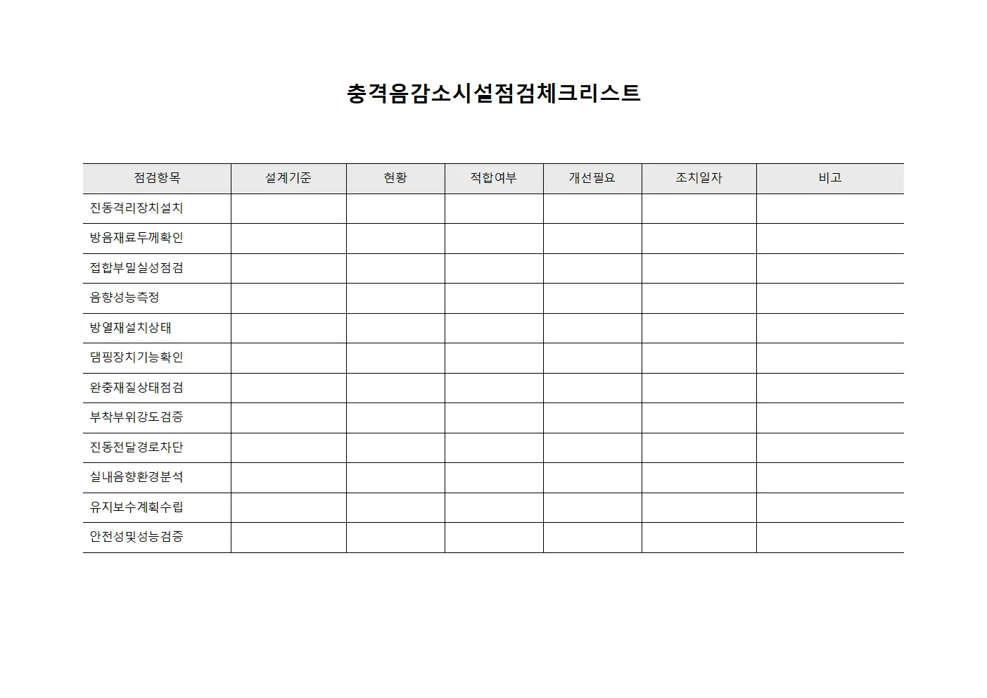충격음감소시설점검체크리스트
