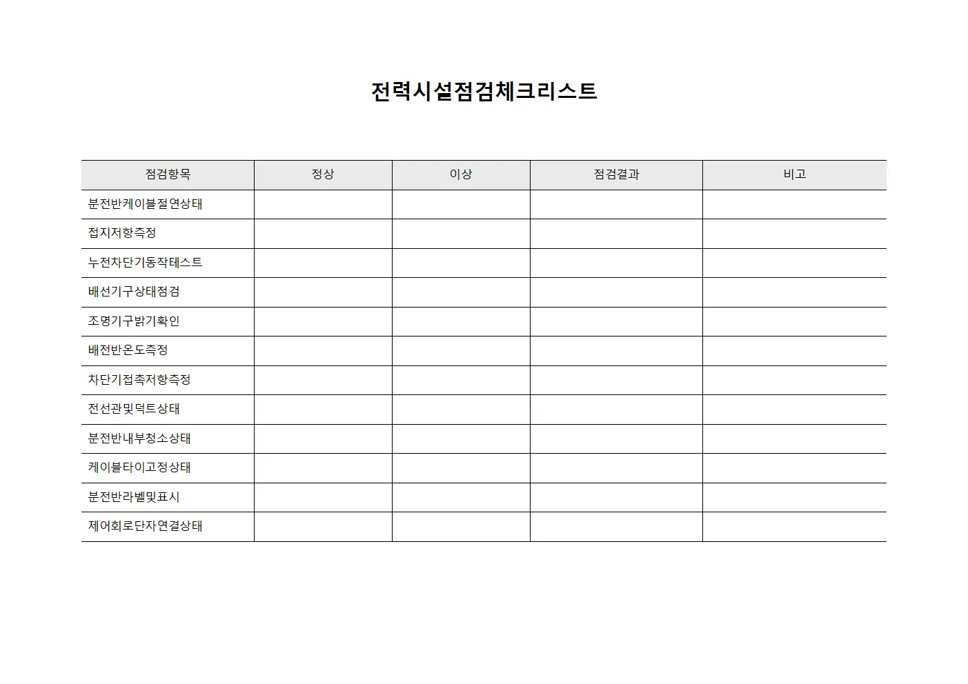 전력시설점검체크리스트