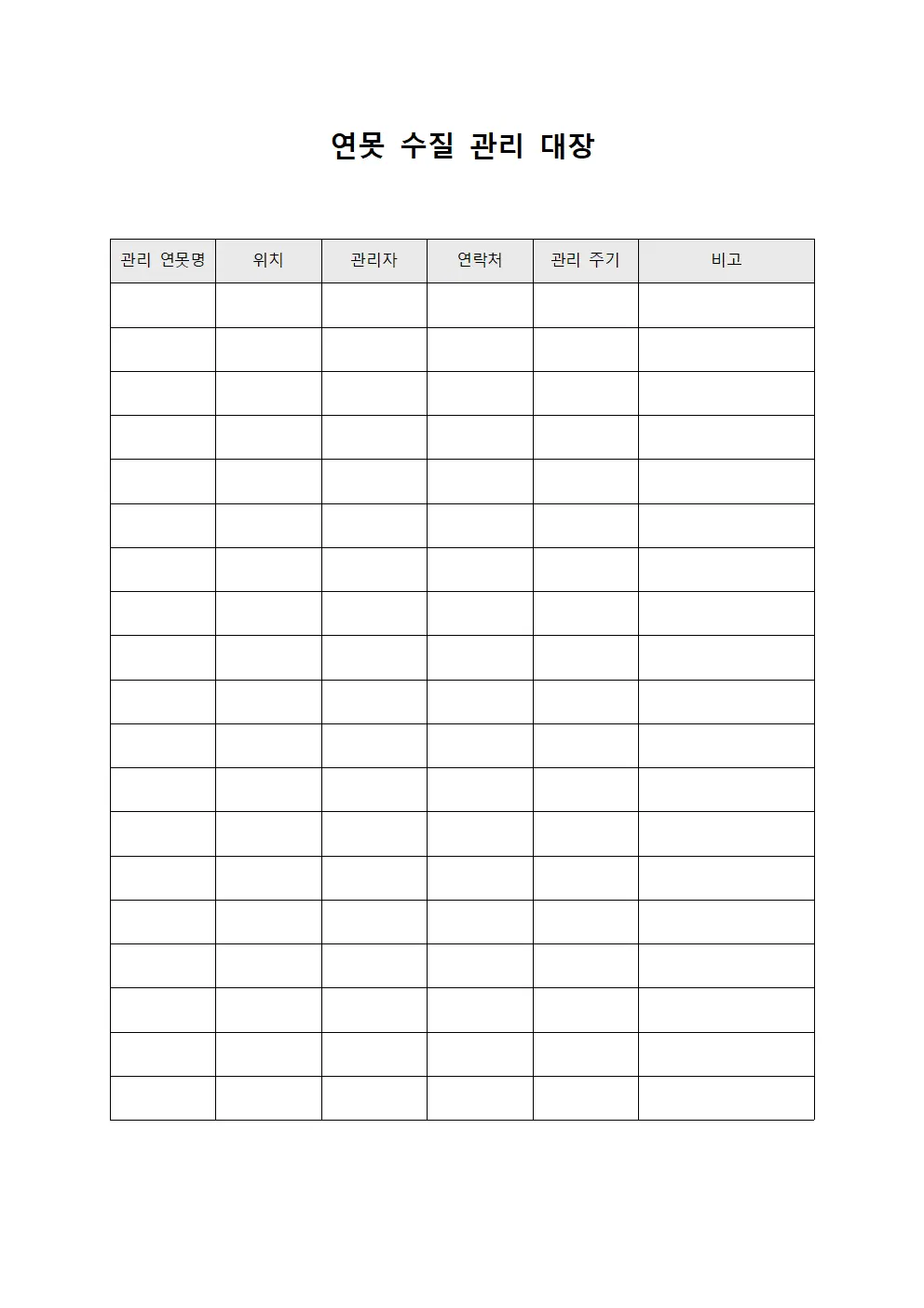 연못 수질 관리 대장