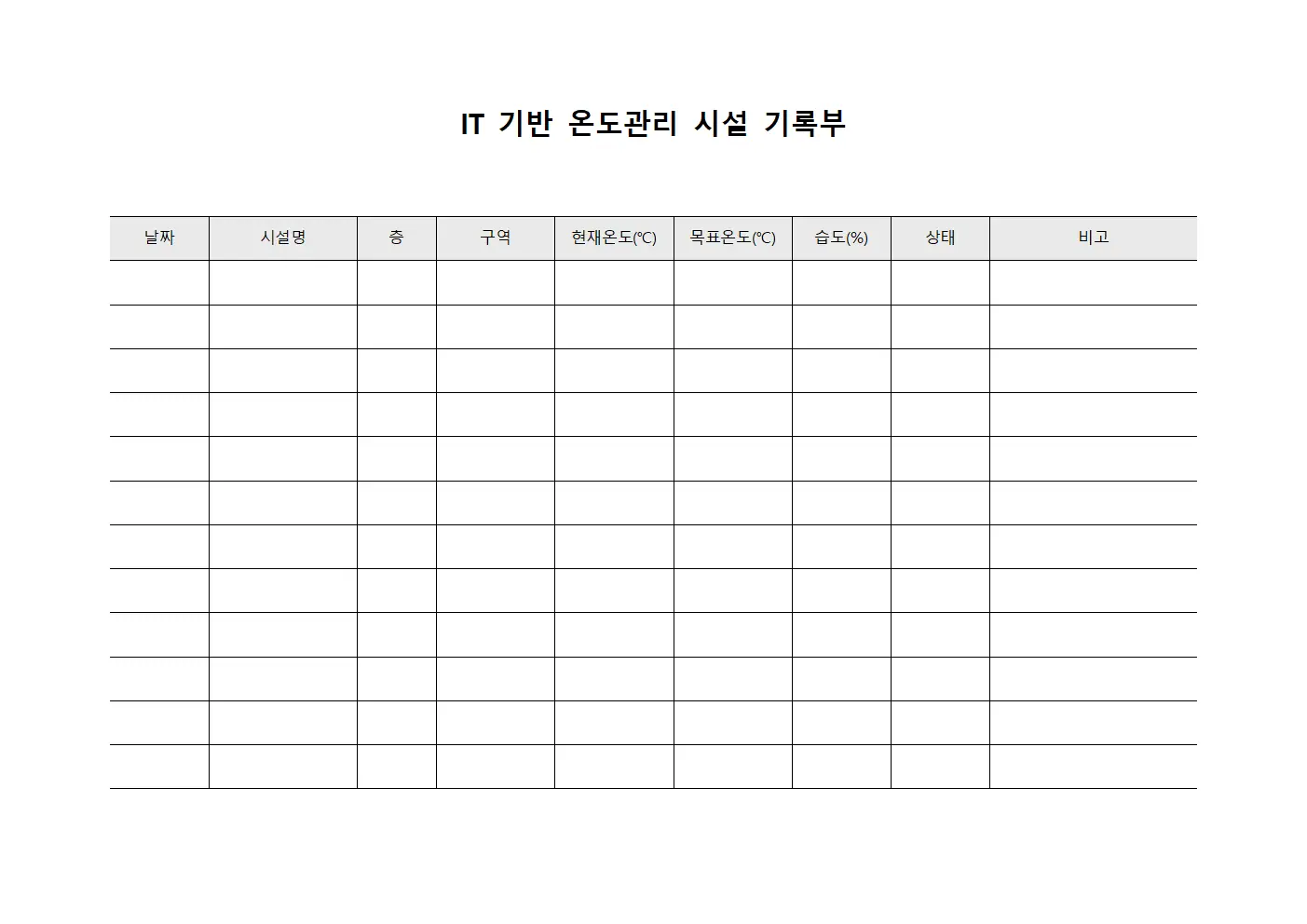IT 기반 온도관리 시설 기록부