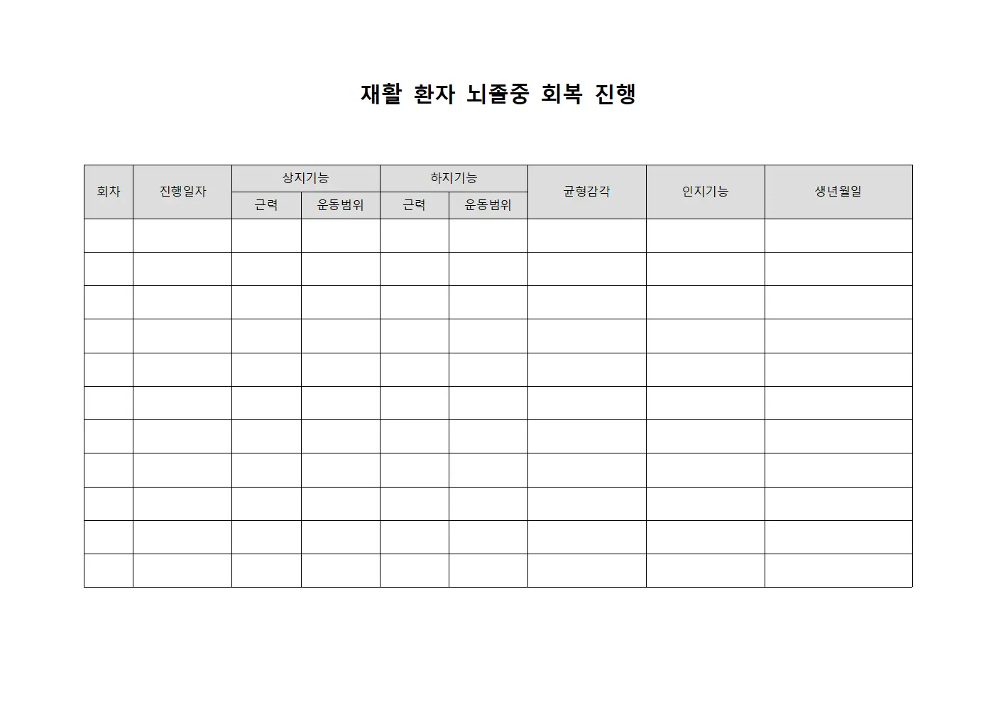 재활 환자 뇌졸중 회복 진행