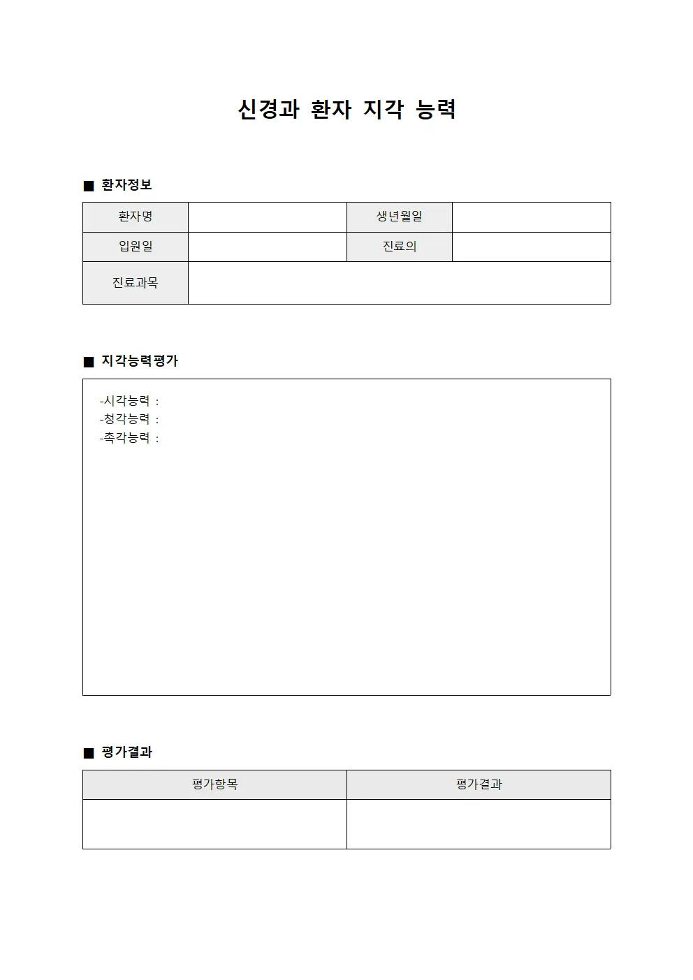신경과 환자 지각 능력