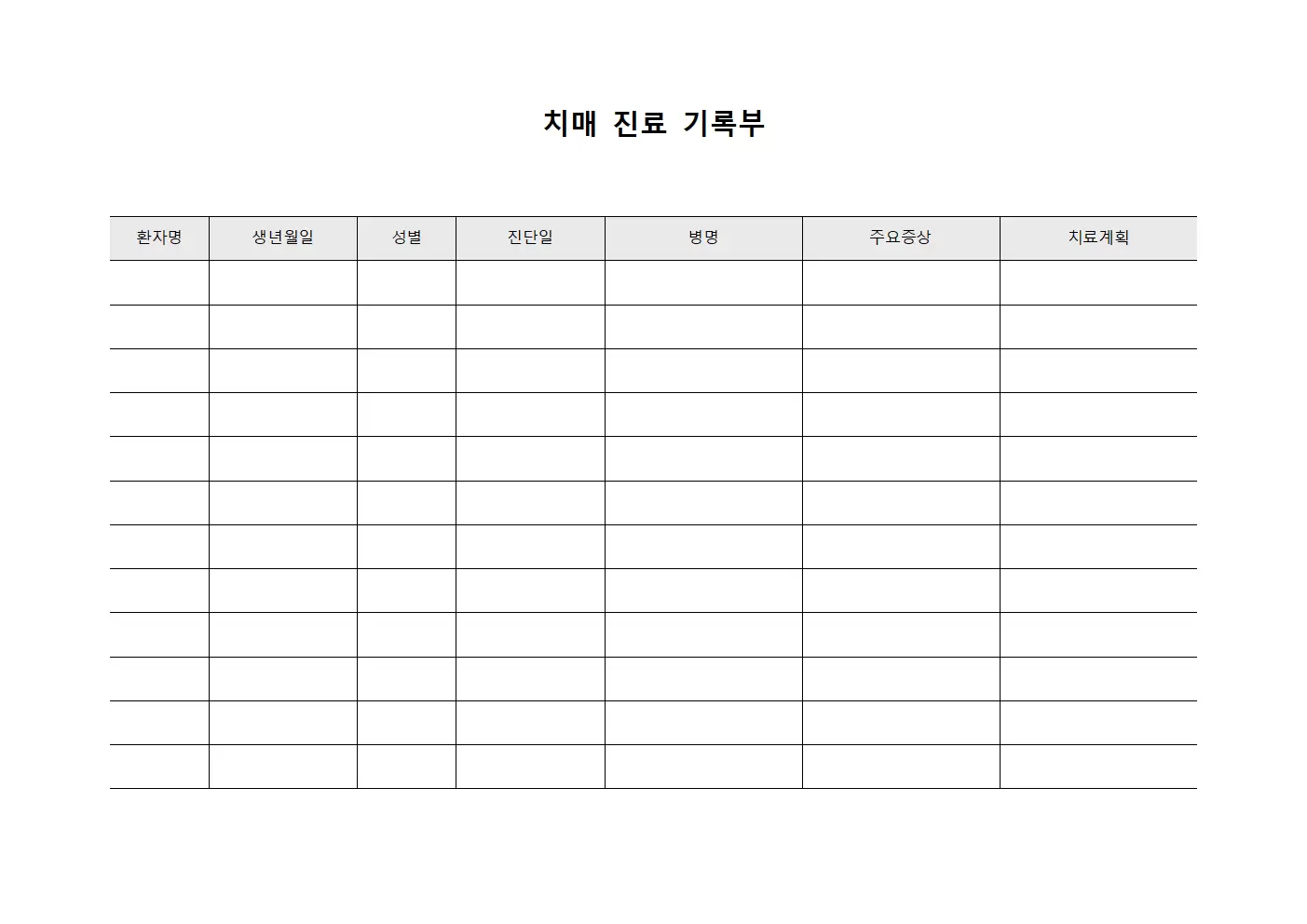 치매 진료 기록부
