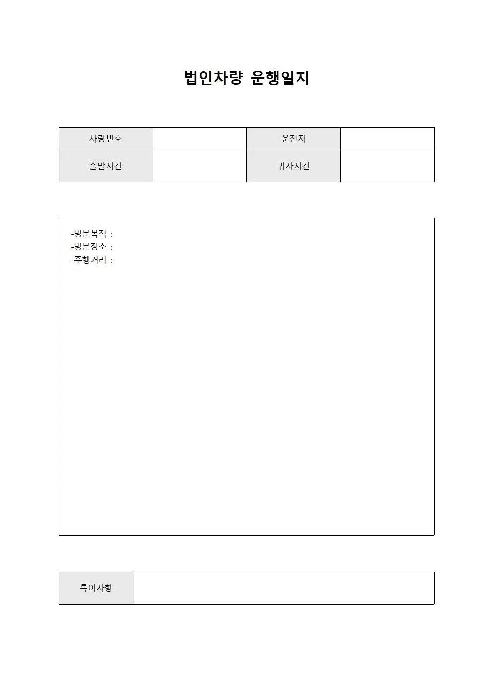 일일 차량 운행일지 점검 보고서