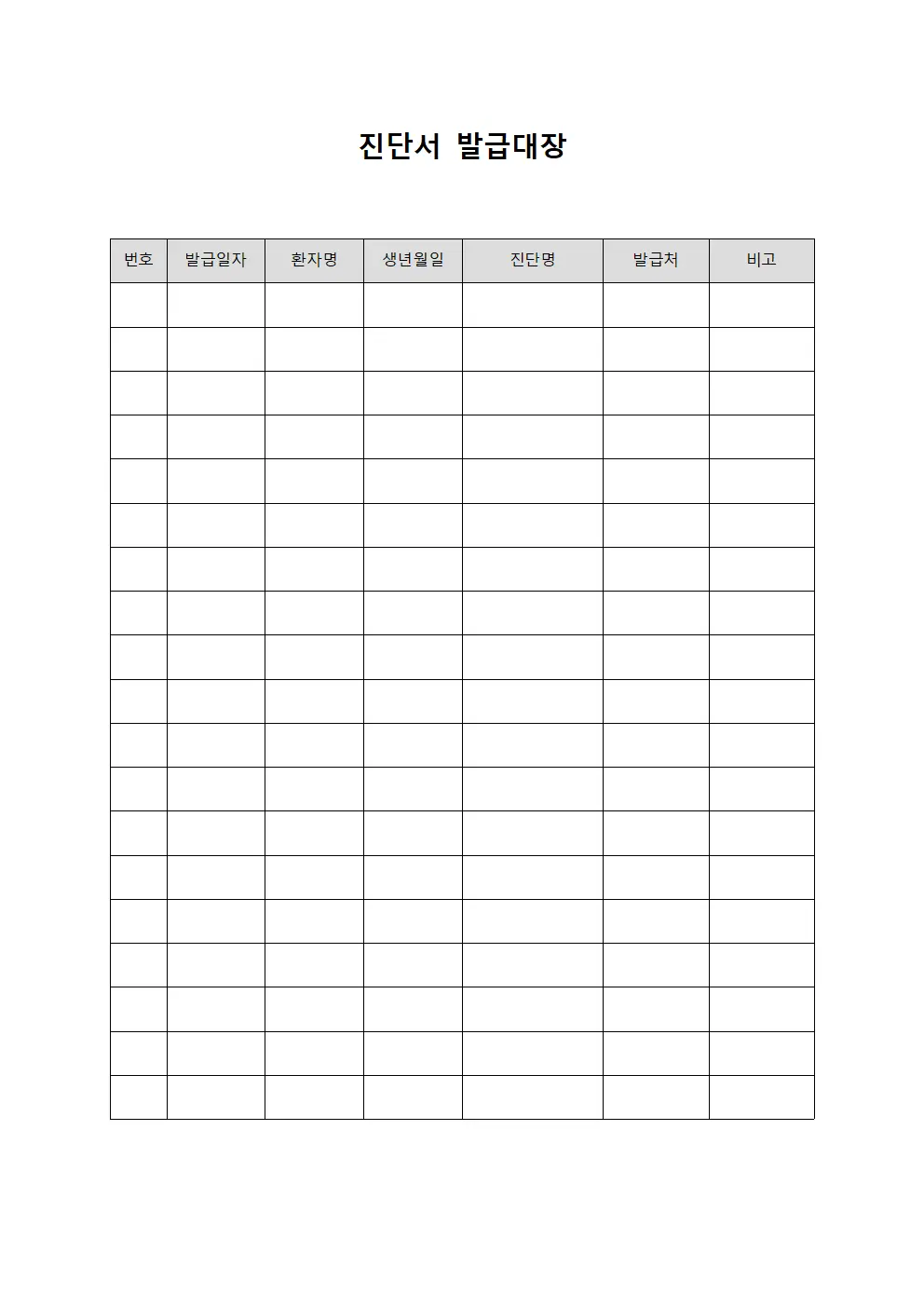 진단서발급대장 (개인 현황)