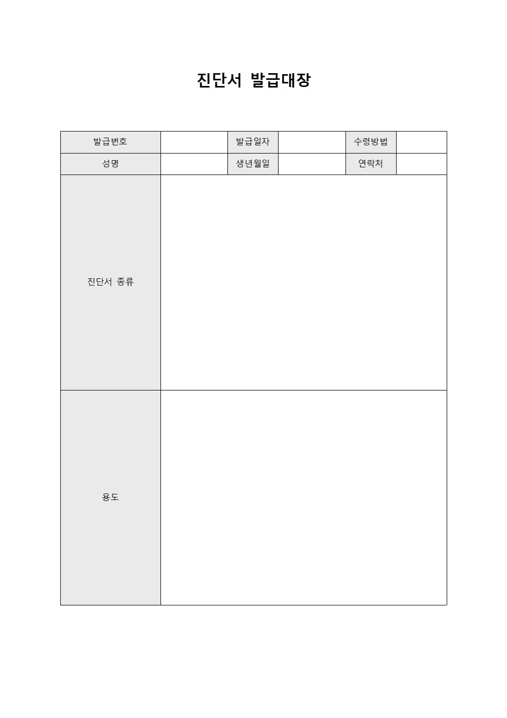 진단서발급대장 - 개별 현황