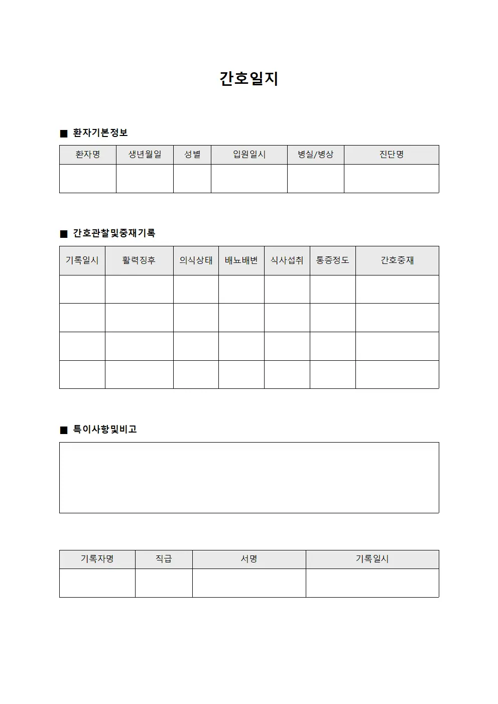 간호일지