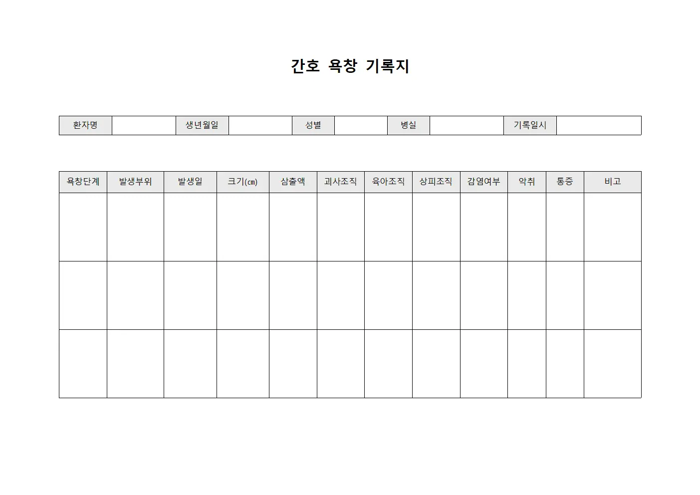 간호 욕창 기록지
