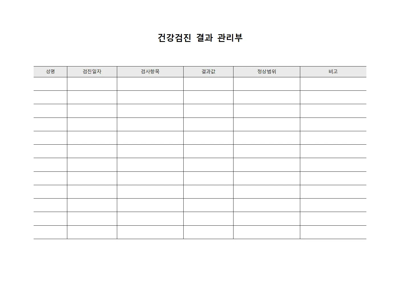 건강검진 결과 관리부