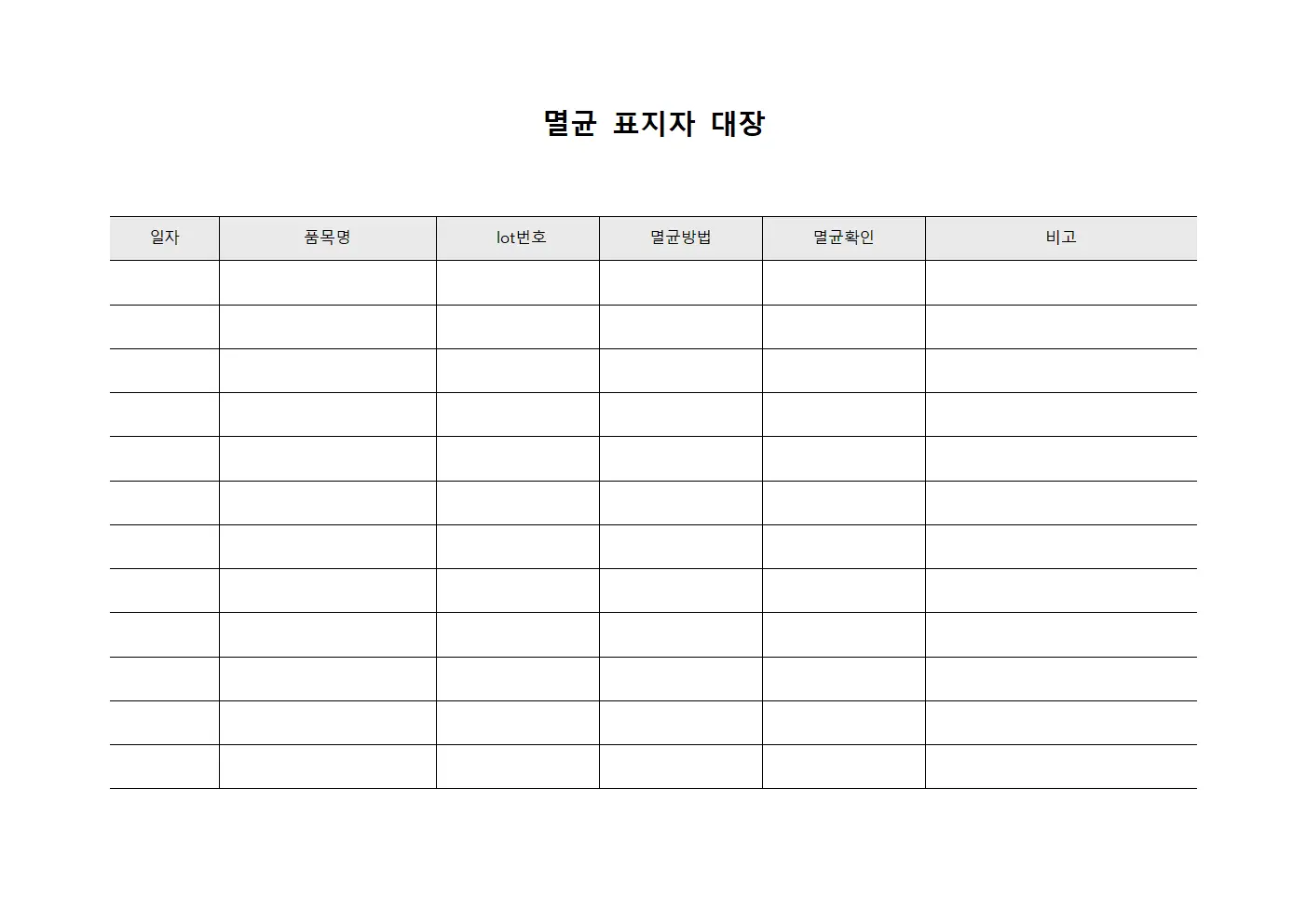 멸균 표지자 대장