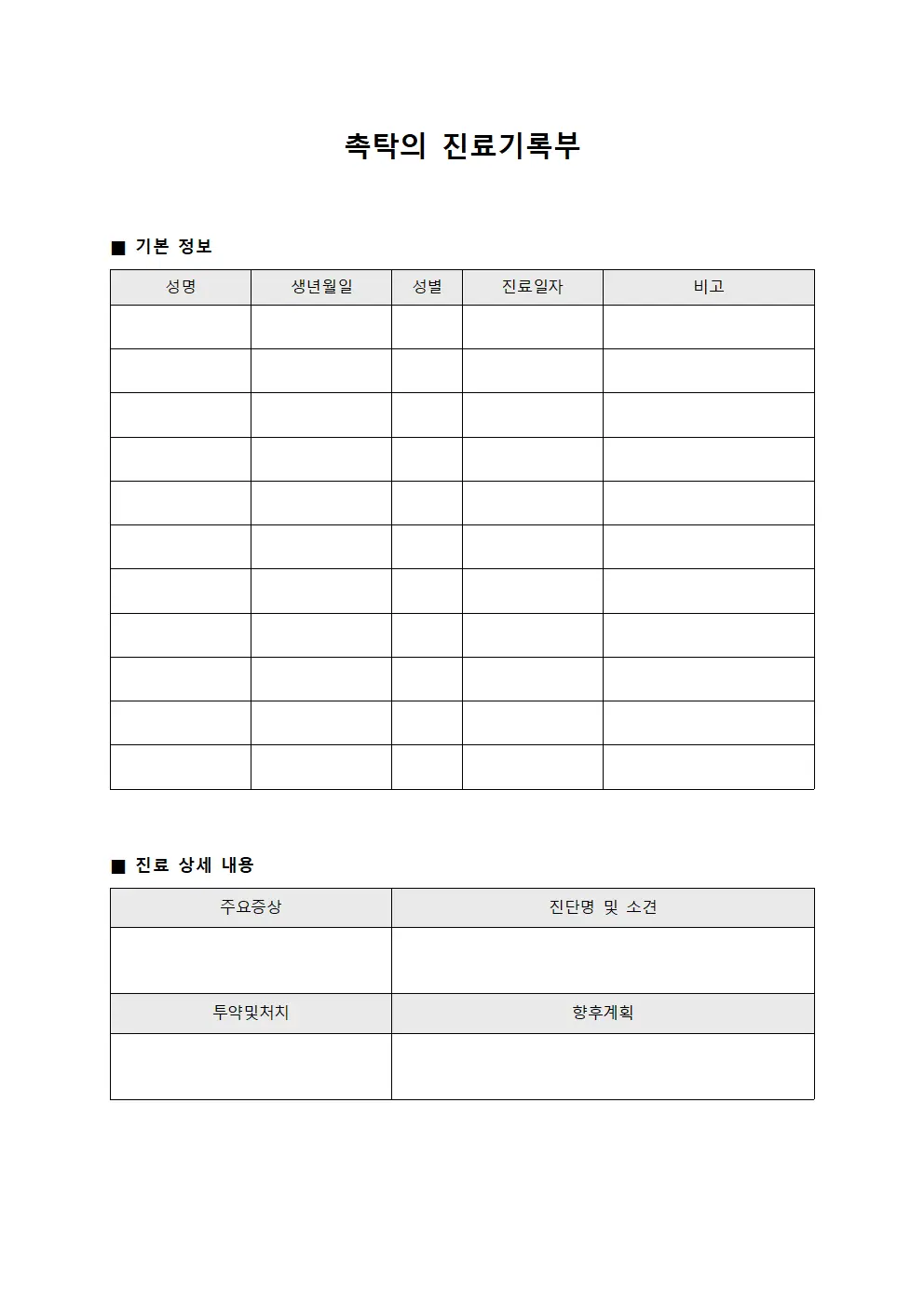 촉탁의 진료기록부