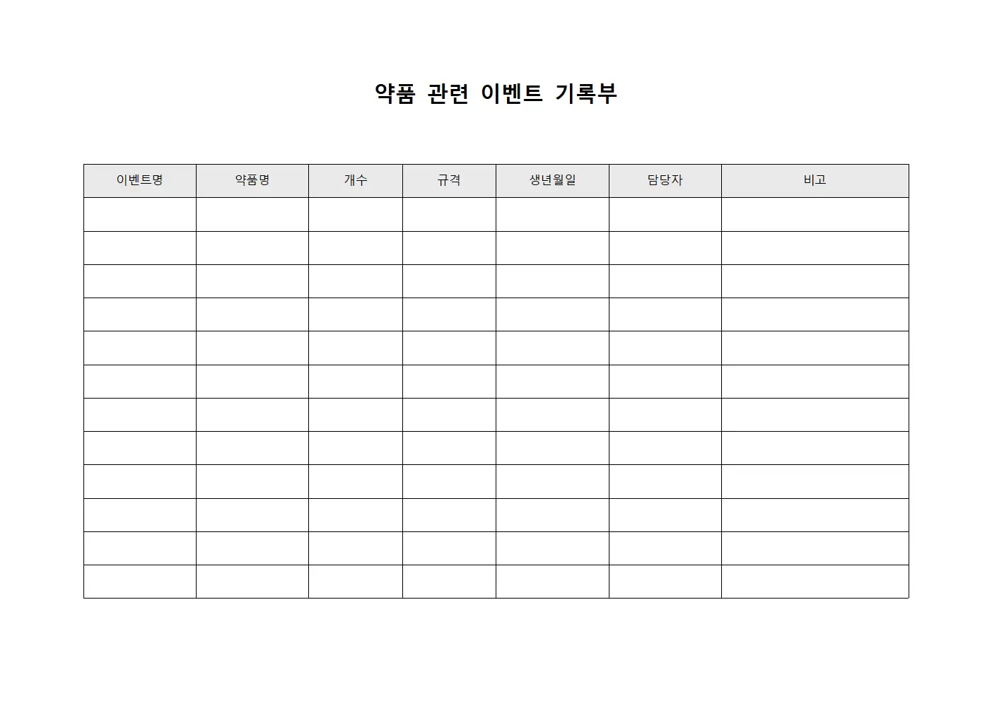 약품 관련 이벤트 기록부