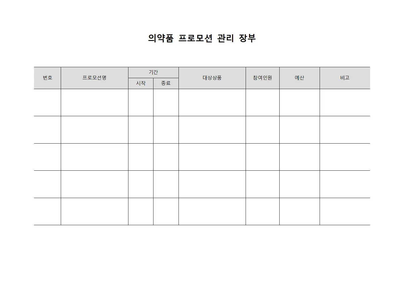 의약품 프로모션 관리 장부