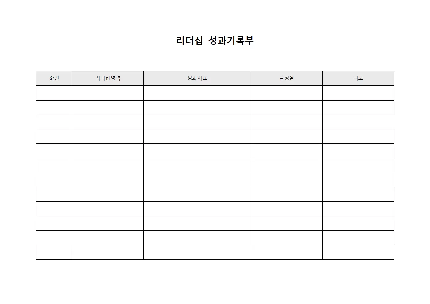 리더십 성과기록부 서식문서