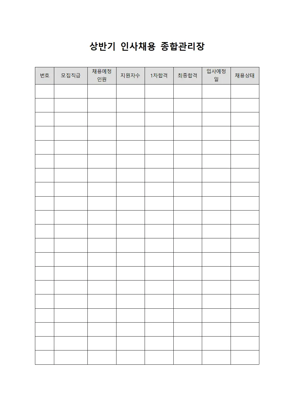 상반기 인사채용 종합관리장