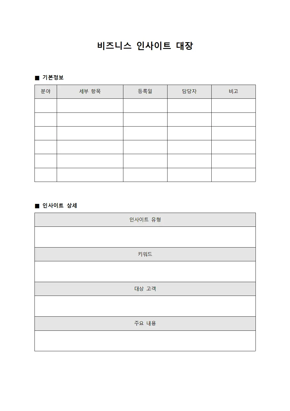 비즈니스 인사이트 대장