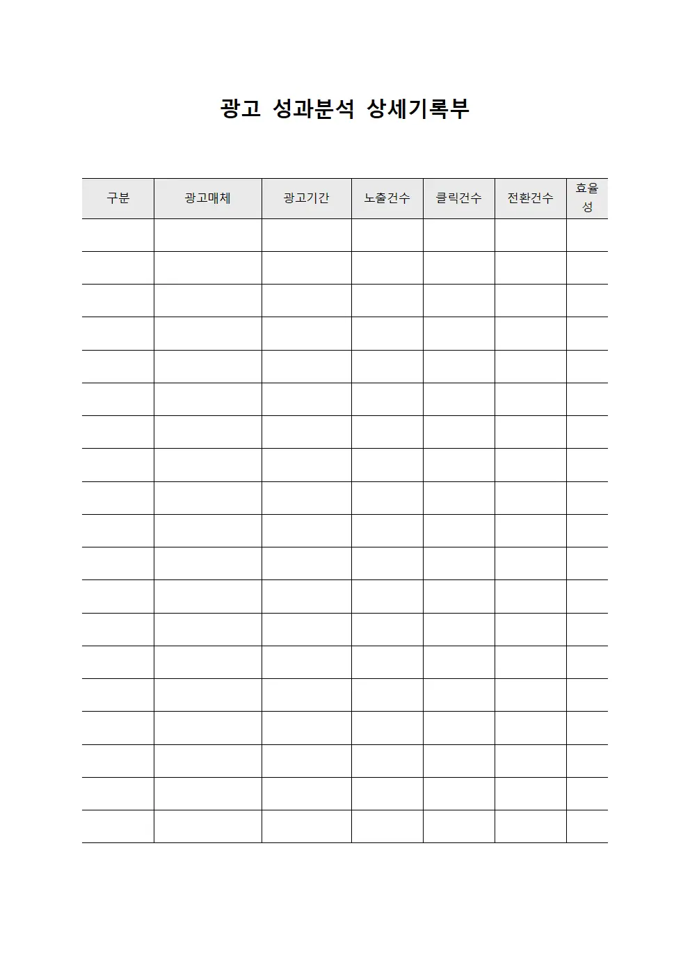 광고 성과분석 상세기록부
