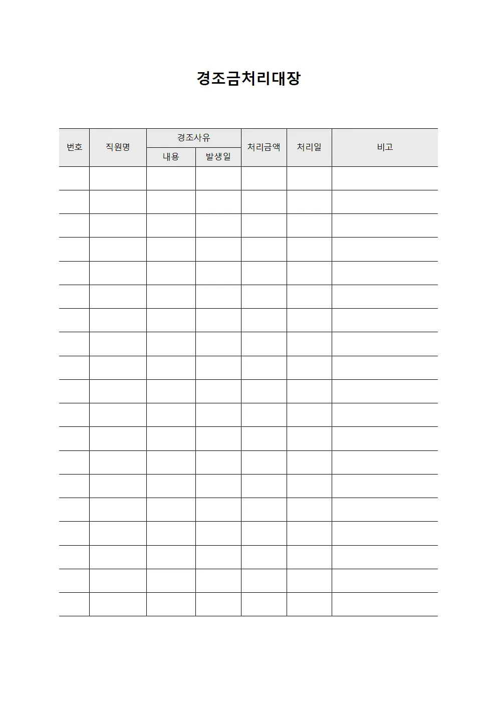 근무자 경조금처리대장 통합 관리