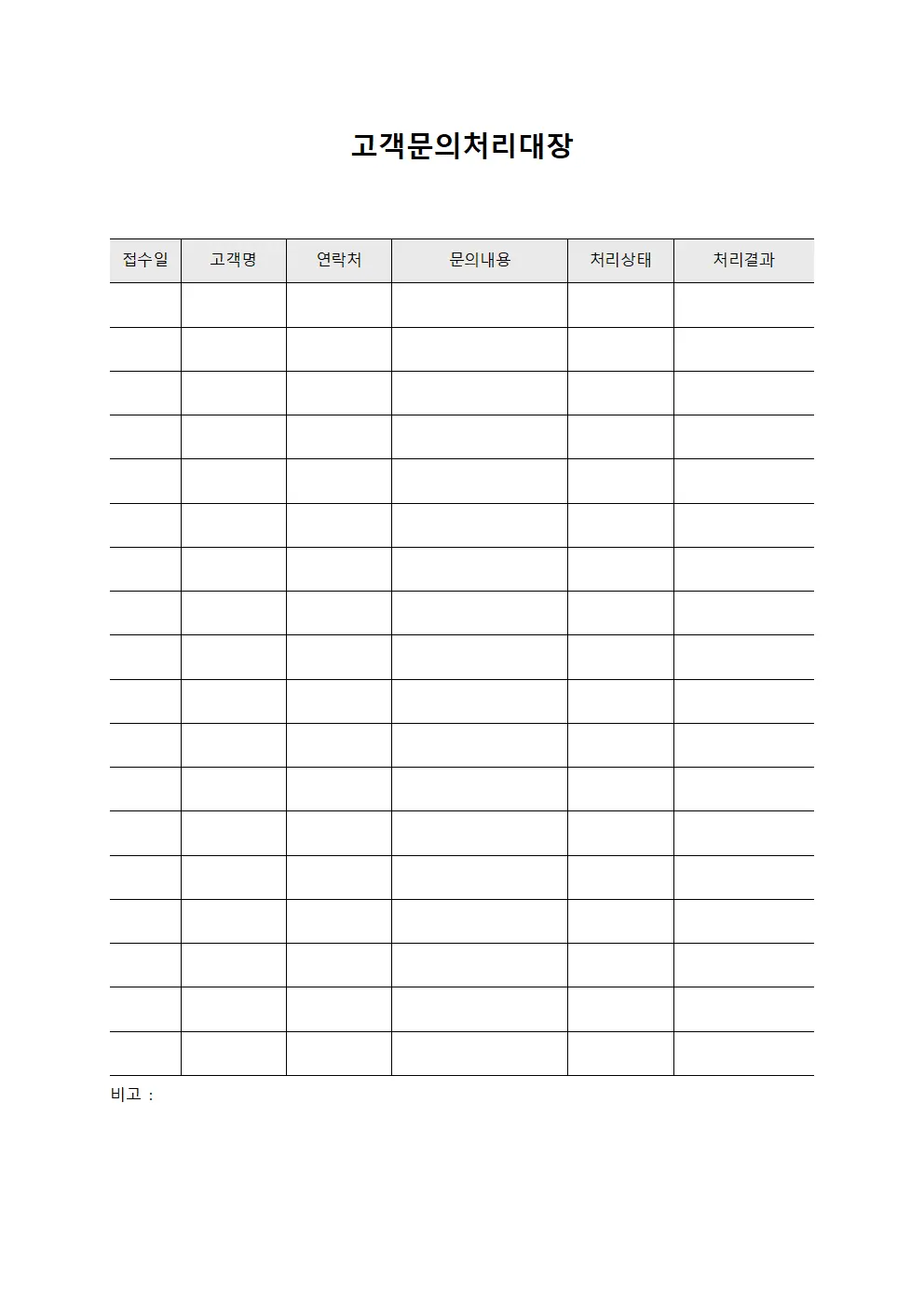 고객문의처리대장 (환불 및 보상)