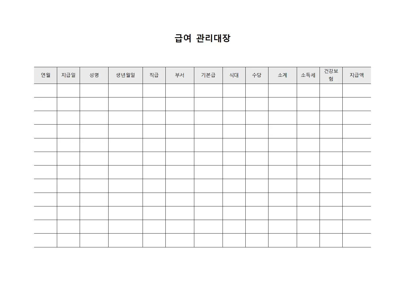 지급일별 급여관리대장 현황