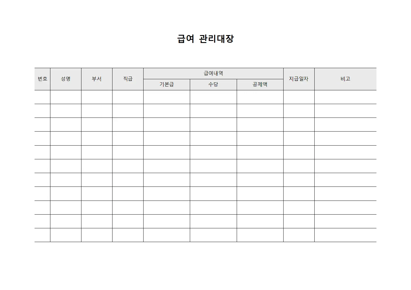 연말 급여관리대장 종합현황