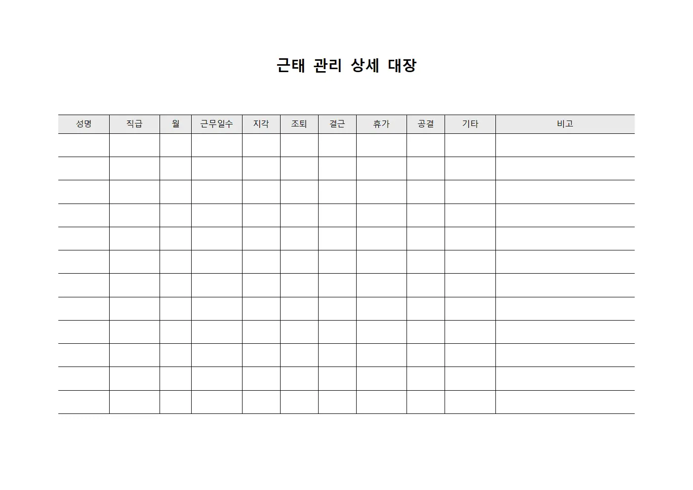 근태 관리 상세 대장
