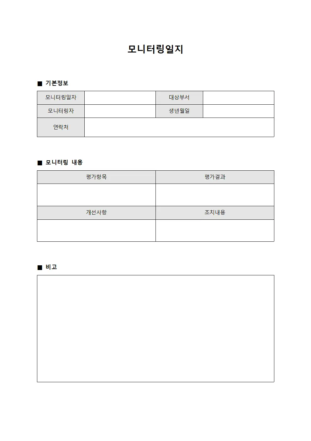 모니터링일지 (성과평가)